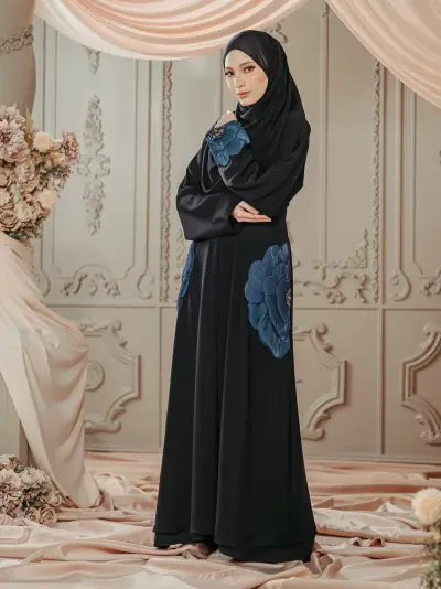 Blossome Black -Teal Blue