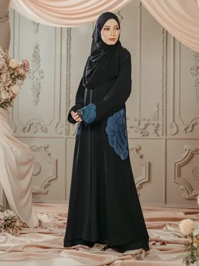 Ready Stocks Blossome Black - Teal Blue
