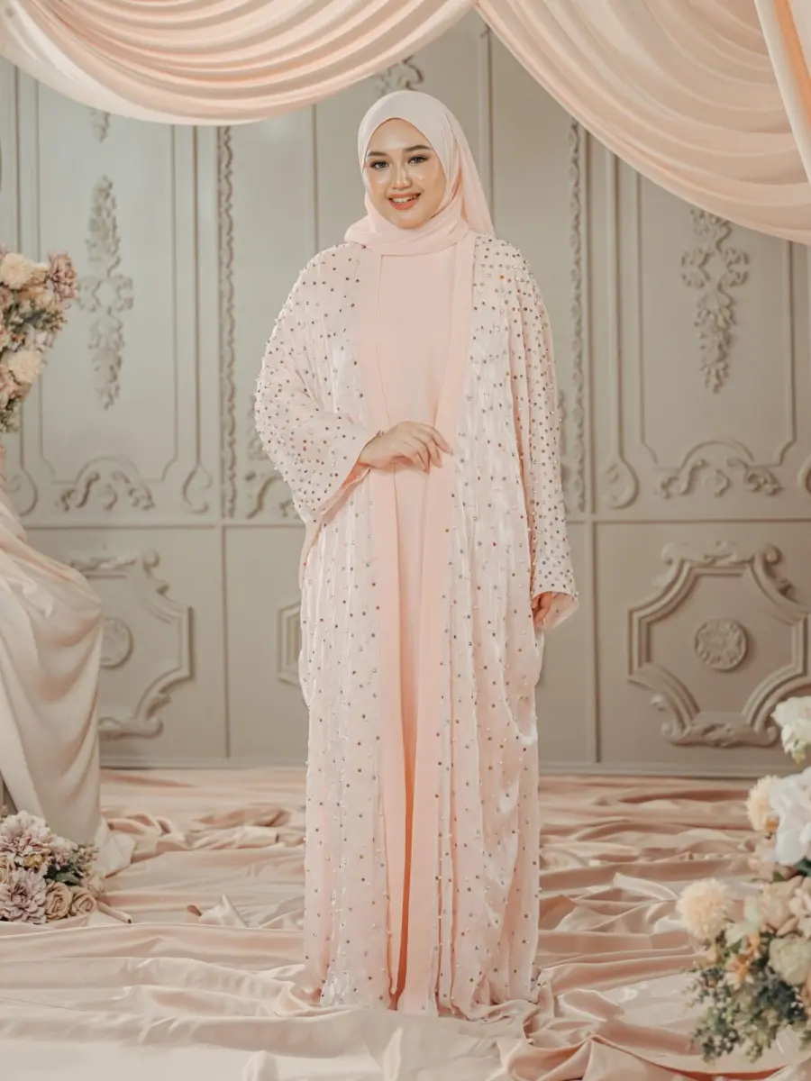 Maya Kaftan Pearls Soft Pink