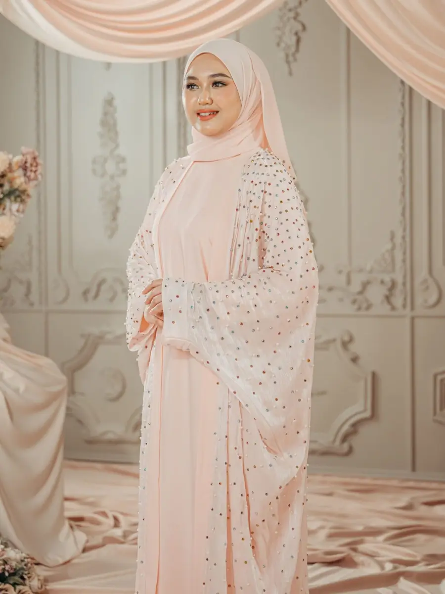 Maya Kaftan Pearls Soft Pink