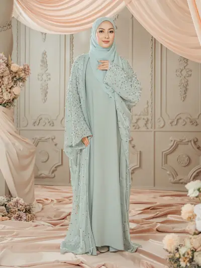 Maya Kaftan Pearls Pistachio