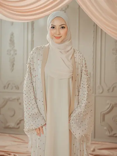 Maya Kaftan Pearls Champagne