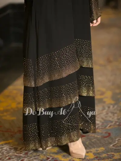 3 Layer Stone Abaya Black