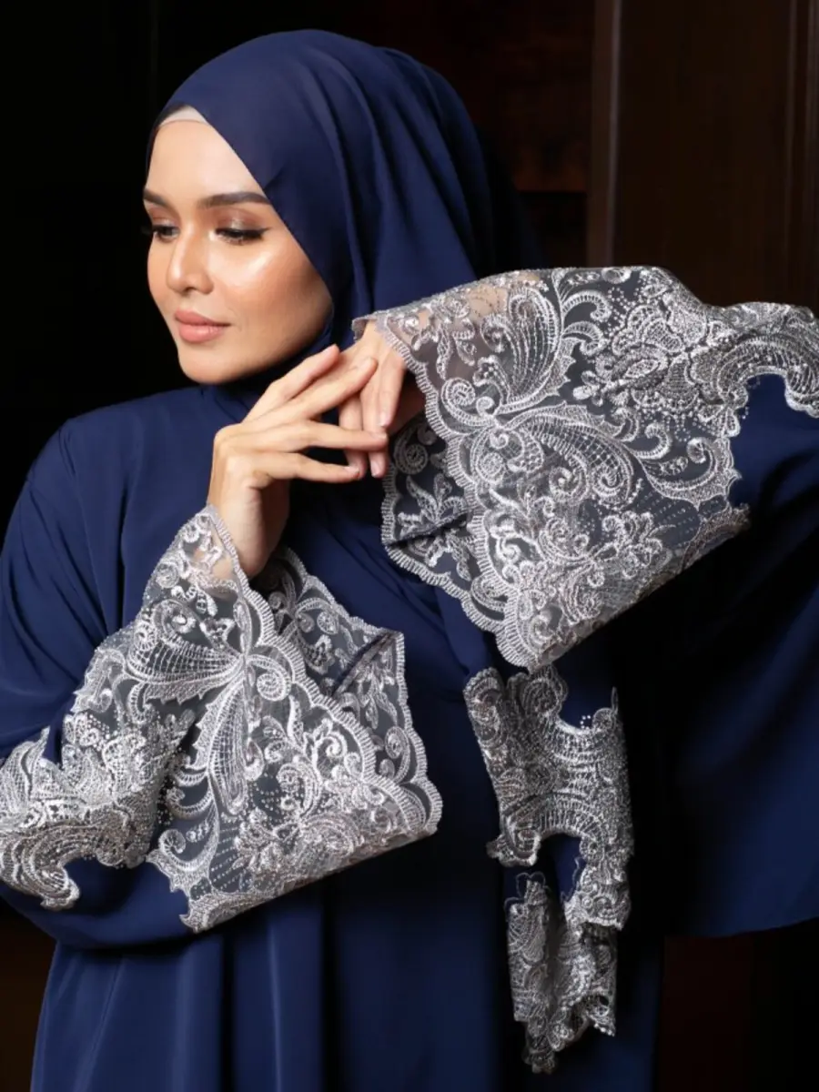 Angeline Dark Blue - Silver Lace