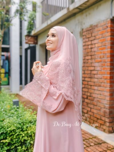 Luna Lace Abaya Pink