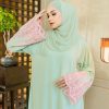 Luna Abaya Light Green - Pink Lace
