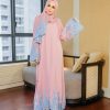Luna Abaya Pink - Blue Lace