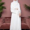 Luna Lace Abaya White