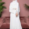 Luna Lace Abaya White