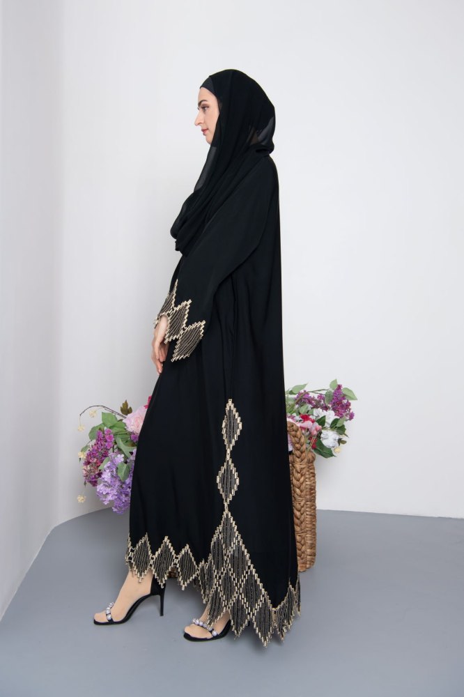 Burj Abaya Beige Embriodery