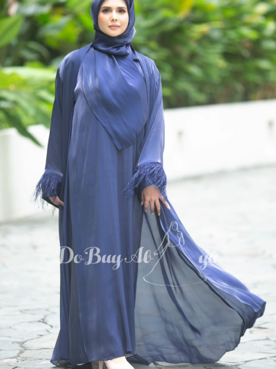 Ready Stocks Inara Feathery Sleeves Dark Blue