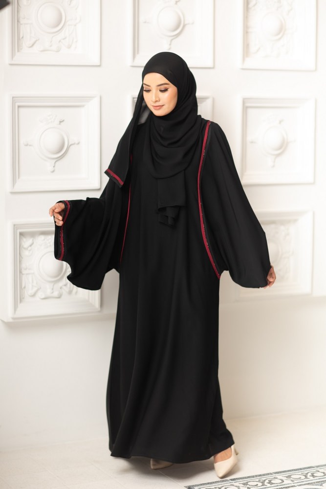 Kaftan Farasha Abaya Basic - Maroon Line