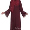 Ready Stocks Songket Abaya Maroon