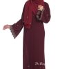 Ready Stocks Songket Abaya Maroon