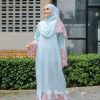 Alina Abaya Blue Pink Lace